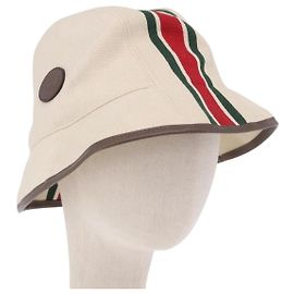 Cappello GUCCI Web Sherry Line Canvas L Beige Auth 200007M