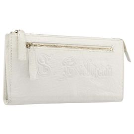 Bulgari Borsa a pochette BVLGARI in pelle White Gold Auth bs36852