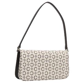 Céline Borsa a tracolla CELINE C Macadam Canvas White Gold Tone Auth 200822V