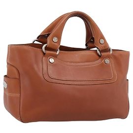 Céline Bolsa de mão CELINE Boogie Bag em couro marrom prata Auth 200991A