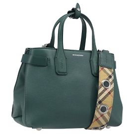 Borsa a mano BURBERRY in pelle 2way Verde Argento Auth BA15318A