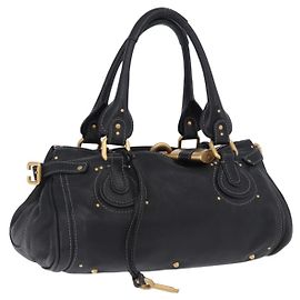 Chloé Borsa Chloe Paddington in pelle nera oro argento Auth ki6774M