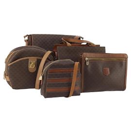 Céline Borsa a tracolla CELINE Macadam Canvas PVC Leather 5 Set Brown Auth BA13881