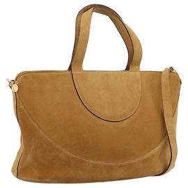 Bulgari Borsa a mano BVLGARI Decollete in camoscio 2way marrone oro autentica hk4023