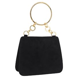 Borsa Salvatore Ferragamo in camoscio nero e oro Auth SW2667V
