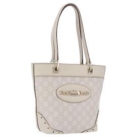 Borsa Tote GUCCI GG Canvas Guccissima in pelle White Gold 145994 Auth 199421V