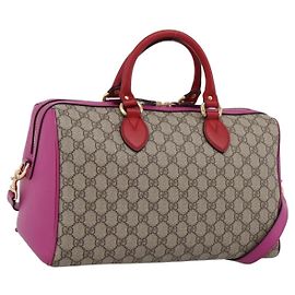Borsa Mini Boston GUCCI GG Supreme PVC 2way Beige Gold 409527 Auth am12519M