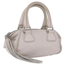 Borsa a mano CHANEL in pelle bianca e argento CC Auth 200073V