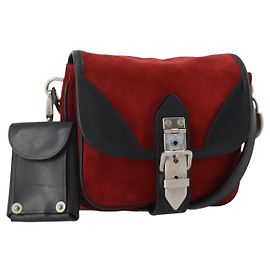 Borsa a tracolla Miu Miu in pelle scamosciata Rosso Nero Auth 196252A