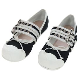 Miu Miu Ballet Shoes Canvas 36.5 Black White Auth 199940M