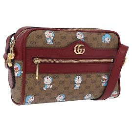 Bolsa de Ombro GUCCI x Doraemon Micro GG PVC Marrom Tom Dourado 647784 Auth 167564SAM