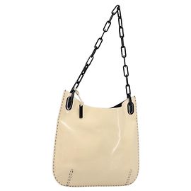 Borsa a tracolla con catena GUCCI Pelle verniciata Beige Gold 001 4168 Auth 200998