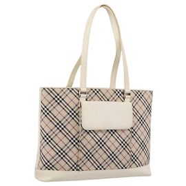 Borsa Tote BURBERRY Nova Check Canvas Ivory Silver Auth 201961