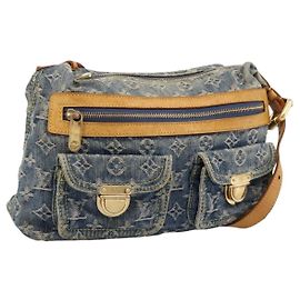 LOUIS VUITTON Monogram Denim Buggy PM Shoulder Bag Blue M95049 LV Auth 199468V