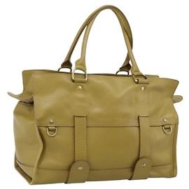 Bolsa de mão BURBERRY em couro Verde Ouro Auth bs37013