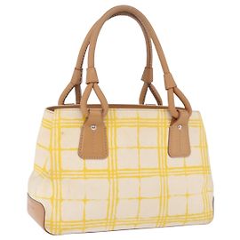 Bolso de mano BURBERRY Canvas Yellow Beige Auth 202250A