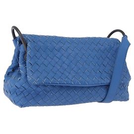 BOTTEGA VENETA INTRECCIATO Schultertasche aus Leder Blau Auth BA15333V