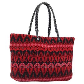 Borsa Tote FENDI Lana Rossa Argento Auth 199467A