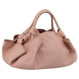 Bolso de mano LOEWE Anagram Nappa Aire de cuero rosa con detalles dorados Auth 199505V