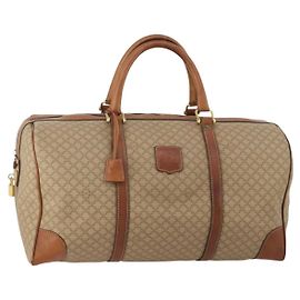 Céline Borsa Boston CELINE Macadam Canvas PVC Beige Gold Auth 197611