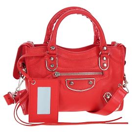 Borsa BALENCIAGA Metallic Edge Mini City Bag in pelle 2way rossa 390160 Auth 199223M