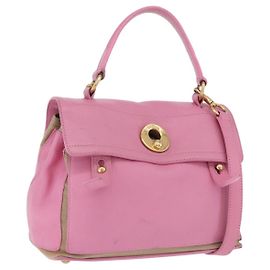 SAINT LAURENT Borsa a mano Muse Two Leather 2way Pink Gold 289278 Auth 197816A