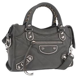 BALENCIAGA Borsa City Classic Metal Edge in pelle 2way Grigio 390160 Auth ka5998SAM