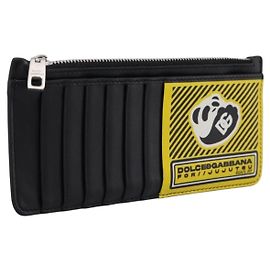Dolce & Gabbana DOLCE&GABBANA – Tarjetero Jujutsu Kaisen Panda de cuero Negro Amarillo Auth 167563M