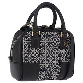 Bolsa de Mão LOEWE Anagram Amazona 16 Canvas 2way Preta Tom Dourado Auth 199041SAM