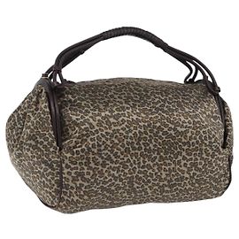 Bottega Veneta Bolsa de Ombro BOTTEGAVENETA Satin Brown Gold Tone Auth SW2678V