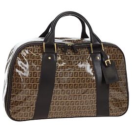 Bolso Boston FENDI Zucchino Canvas de lona recubierta 2way Beige Gold Auth yk20862V
