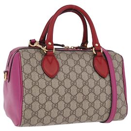 Bolsa de mão GUCCI GG Supreme PVC 2way Beige Gold 409529 Auth 199935A