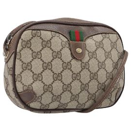 Borsa GUCCI GG Supreme Web Sherry Line PVC Beige Gold 89 02 066 Auth ka6037