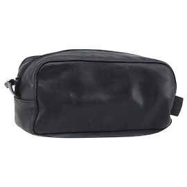 GUCCI Pochette in pelle nera argento 039 0974 Auth hk4120