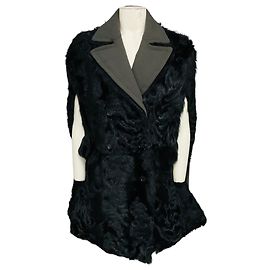 Mantella Marni in pelle di capra e lana Olive Green / Black