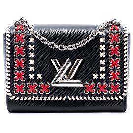 Louis Vuitton Epi Tricolor Embroidered Twist MM Crossbody Bag schwarz