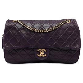 Borsa a tracolla Chanel Shiva Flap Large in vitello iridescente matelassé viola