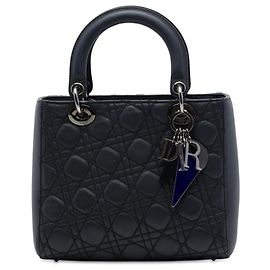 Borsa Lady Dior Satchel Medium in pelle d'agnello Cannage Black Dior Anselm Reyle
