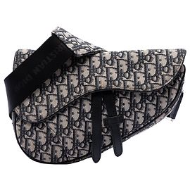 Borsa a tracolla Saddle in tela Dior Oblique blu