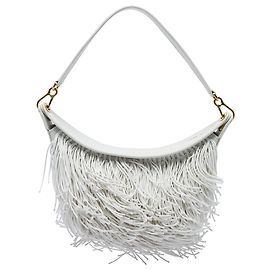 Borsa Luna Hobo piccola in pelle con frange bianca LOEWE