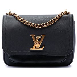 Borsa a tracolla Lockme in pelle di vitello nera Louis Vuitton con catena