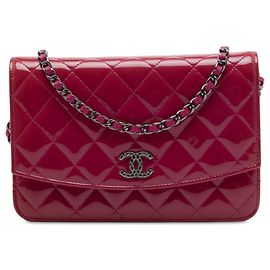 Chanel CC Quilted Patent Brilliant Wallet On Chain Crossbody Bag Rosa
