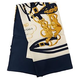 Foulard di seta Hermès Brides de Gala Blu 90