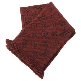 Sciarpa Louis Vuitton Monogram Echarpe Logomania in lana e seta marrone