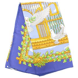 Pañuelo de seda Hermès United Nations Doves of Peace Azul 90