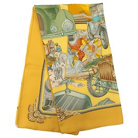 Foulard di seta Hermès Automobile Giallo 90