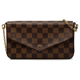 Borsa a tracolla Louis Vuitton Damier Ebene Pochette Felicie Marrone