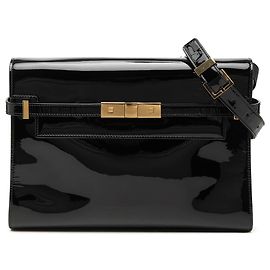 Saint Laurent Manhattan Schultertasche Medium aus Lackleder in Schwarz
