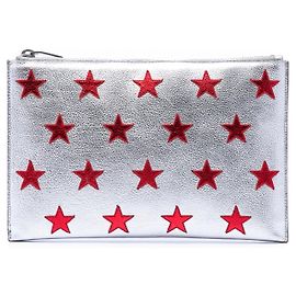 Clutch Star in pelle argentata Saint Laurent