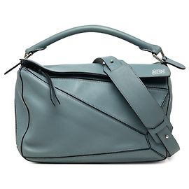 LOEWE Medium Puzzle Satchel aus Kalbsleder in Blau